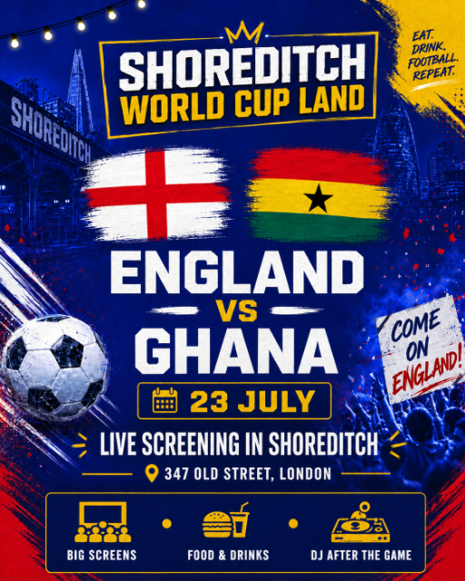 England vs Ghana World Cup Live at Shoreditch World Cup Land