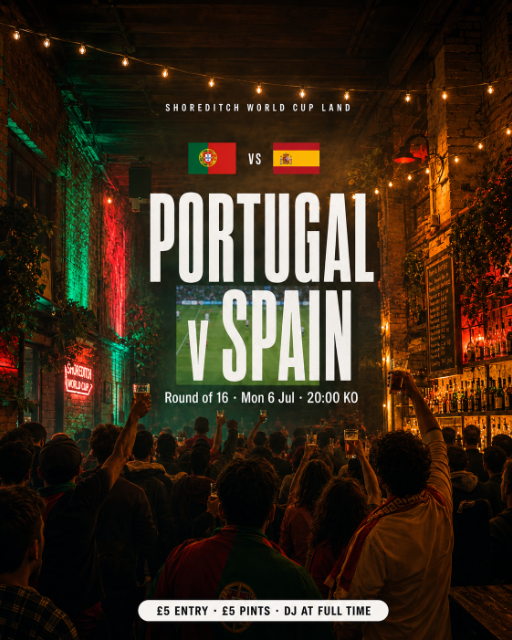 Portugal vs Spain Live Screening + DJ Sets at Shoreditch World Cup Land